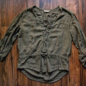 Etoile Isabel Marant Olive Green Linen Tunic